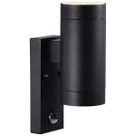 Nordlux Tin Wall Light Metal Black Up & Down | Suitable for 2x GU10 - Motion and Light Sensor